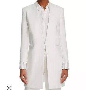Alice and Olivia Simpson Striped-Cuff Blazer in white size 2